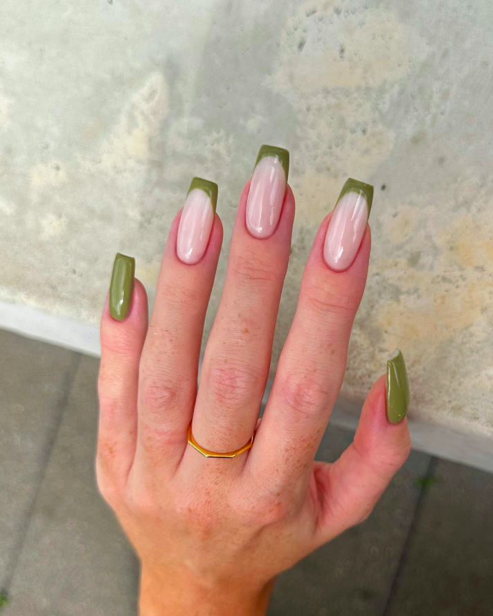 fall nails, fall nails 2026, easy fall nails 2026, simple fall nails, fall nail designs, fall nails acrylic, fall nail ideas, 2026 nail ideas, olive green nails, green fall nails, french nails fall