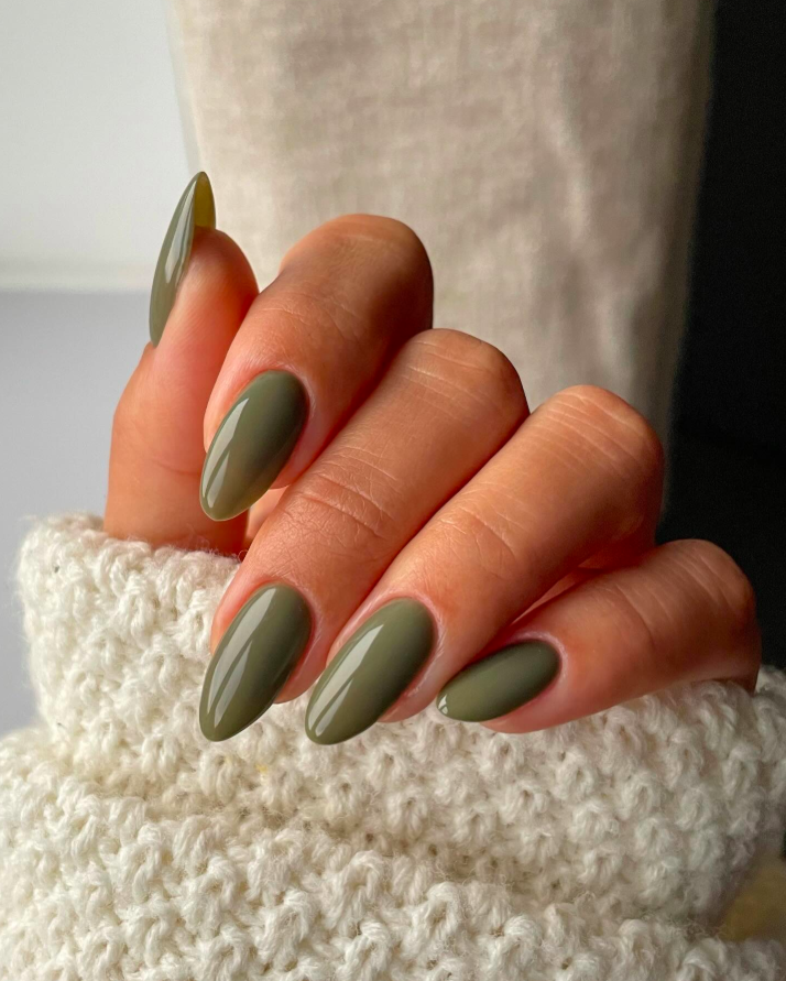 fall nails, fall nails 2026, easy fall nails 2026, simple fall nails, fall nail designs, fall nails acrylic, fall nail ideas, 2026 nail ideas, green nails, fall green nails, almond nails fall, olive green nails