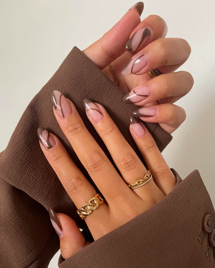 fall nails, fall nails 2026, easy fall nails 2026, simple fall nails, fall nail designs, fall nails acrylic, fall nail ideas, 2026 nail ideas, brown nails, brown swirl nails