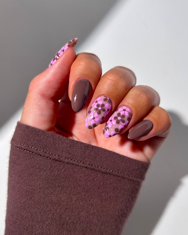 fall nails, fall nails 2026, easy fall nails 2026, simple fall nails, fall nail designs, fall nails acrylic, fall nail ideas, 2026 nail ideas, floral nails fall, brown and purple nails