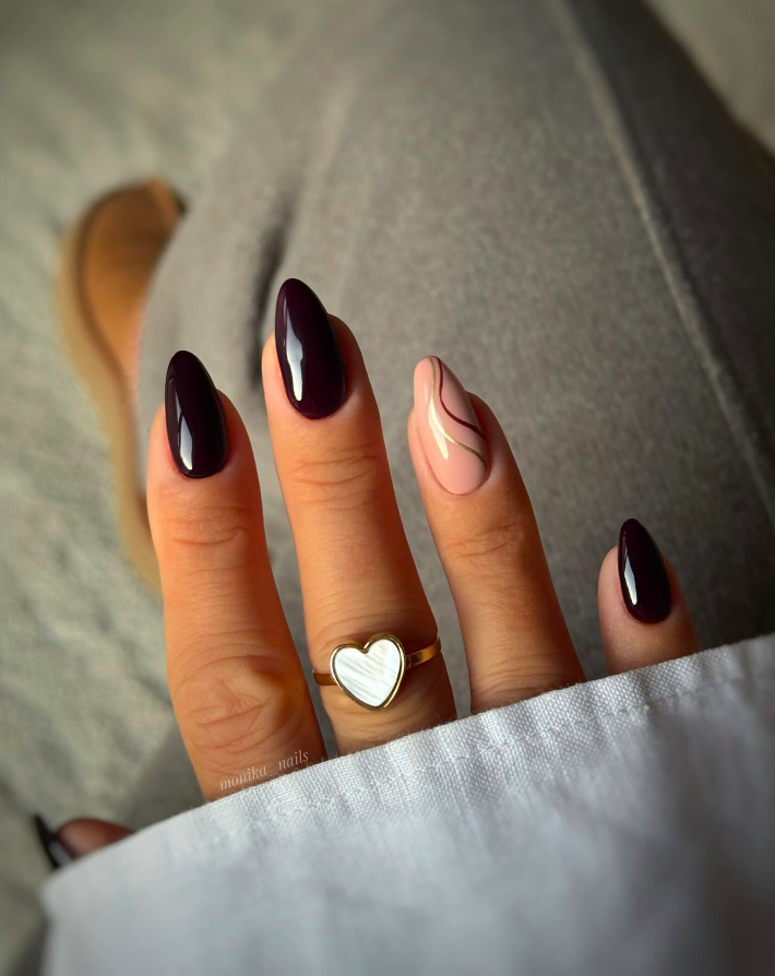 fall nails, fall nails 2026, easy fall nails 2026, simple fall nails, fall nail designs, fall nails acrylic, fall nail ideas, 2026 nail ideas, swirl nails fall, burgundy nails, dark red nails